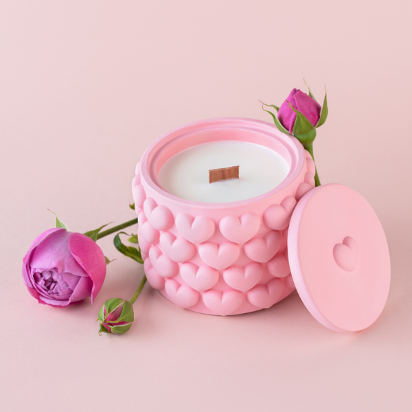 Ароматична свічка "Pink Hearts" рожева